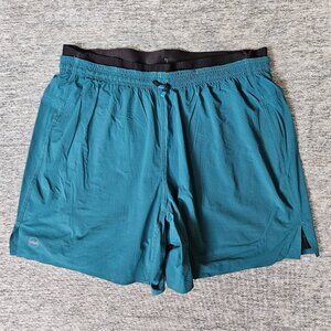 Janji AFO Vent Multi Short Mens Large Teal Blue 5" Trail Running Lined Shorts